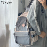 Yipinpay Women's Backpack Kawaii Y2k Harajuku Pendant Ulzzang Cute Dropshipping School Bags Zipper Ins Korean Fashion Vintage Female Bag