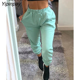 Yipinpay Sexy High Waist Baggy Sweat Pants With Pockets 2023 Streetwear Black White Green Cotton Trousers Joggers Women Sweatpants