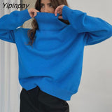 Yipinpay Turtleneck Sweater Women Long Sleeve Knit Loose Pullover Tops Female Jumper 2023 Autumn Winter Warm Knitted Sweaters