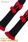 Yipinpay Women Furry Y2K Ribbed Knit Leg Warmers Lolita Knee High Socks Boot Cuffs Slouch Socks with Bow New Year 2023 Boot Cover