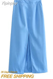 Yipinpay 2023 Fashion Two Piece Set for Women Summer V-Neck Women's Vest + Midi Skirt Chic and Elegant Two-piece Skirt Set New In
