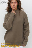 yipinpay Solid Elegant Basic Women Long Sleeve Loose Knit Sweater Outwear Winter 2023 Pullover Casual Fashion Jumper Sweater Tops