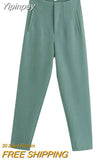 Yipinpay Women's Pants High Waist Pants For Women 2023 Spring Streetwear Pink Green Pants Multicolor Office Wear Woman Trousers