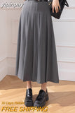 yipinpay Elegant High Waist Suit Skirts Women With Belt Chic Casual Korean Fashion Black Slim Office Ladies A-line Skirt Summer