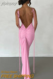 yipinpay Fashion Night Club Sexy Backless Bandage Long Spaghetti Strap Wrap Dress Women Chic Evening Party Maxi Dress 2023 Outfits