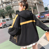 Yipinpay 2023 Spring/Autumn Fashion Jacket Women Preppy Style Loose Hooded Student Windbreaker Female