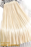 yipinpay Summer Thin Pleated Skirts Women 2023 New Stylish Luxury High Waist Korean Midi Faldas Plain Simple Swing A-line Skirt