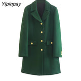 Yipinpay 2023 Winter Ladies Coat Blends Women Long Sleeve Single Breasted Jacket Slim Warm Basic Female Fashion Overcoat