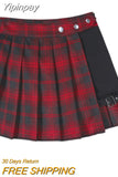 Yipinpay Gothic Sexy Pleated Mini Skirts Women Punk Grunge Black Patchwork Leg Ring Mall Goth Skirt Shorts Summer Asymmetrical