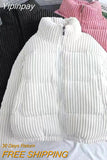 Yipinpay Clothes Casual Puffer Jacket 2023 Coats for Women Spring Autumn Short Cotton Corduroy Parkas Mujer Pink Black White