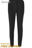 Yipinpay Vintage Zipper Khaki Trousers Women High Waist Office Pants Ladies Brown Trousers Work Wear Spring Long Pants 2023