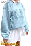 Yipinpay Women's Casual Long-sleeved Hoodies Sweater Fashion Letter Embroidery Harajuku Loose Pullover Female Sweatshirt Spring Fall 2023