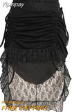 Yipinpay Lace Up Pleated Skirts Y2K Fairy Grunge Irregular Hem Midi Skirts Vintage Women Lace Skirts Streetwear 2023 New