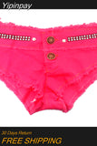 Yipinpay Women Summer Micro Mini Jeans Button Fashion Sexy Shorts Low Rise Trousers Clubwear