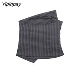 Yipinpay Fashion Ladies Striped Corset Wrap Chest Tops Casual Backless Sleeveless Sexy Asymmetrical Summer Causal Sling Tops