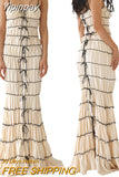 Yipinpay Women Bandage Long Dress Evening Party Summer Clothes 2023 Sling Sleeveless Low Cut Ruched Contrast Color Tie Up Dress Sexy Club