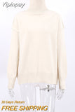 Yipinpay Warm Turtleneck Sweater Women Drop Shoulder Knitted Winter Oversized Pullover Long Sleeve Loose Knitting Tops Female