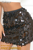 Yipinpay Fashion Women Wrapped Half Dress Sequined Summer Spring Fall Dance Street Club Party Short Skirt Street Style Hot Sale S M L