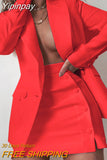 Yipinpay Women 2 Piece Set Fashion Streetwear Long Sleeve Blazer Jacket Sets + Skirt Slim Suit Elegant Office Lady Casual Coat Suits