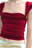 Yipinpay Women y2k Clothes Camisole Crop Tops Summer 2023 T-shirts Velvet Vintage Harajuku Aesthetic Clothing Women Tube Top Streetwear
