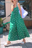 Yipinpay Polka Dot Wide-leg Jumpsuits Sling Sleeveless Korean Large Size Summer 2023 Straight Pants Casual Loose Overalls Women