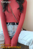 Yipinpay Turtleneck Sweater Women Autumn Casual Thin Long Sleeve Tops Base Knitted Sweaters Solid Color Slim Stretch Pullovers