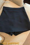 Yipinpay Faldas Mujer Moda 2023 Casual Black White Suit Mini Skirt Y2k Shorts Femme Korean Style Skirts for Women Short Lazy