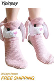 Yipinpay Women Cute Cartoon Animal Socks 3D Cat Rabbit Sheep Autumn Winter Warm Knitted Socks Soft Home Slipper Socks