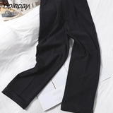 Yipinpay High Waist Winter Wide Brown Pants Elegant Woman Office Pants Trousers Loose Casual Women's Trousers Korean
