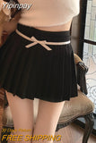 Yipinpay Kawaii Pleated Skirt Shorts Women Coquette Aesthetic Bow Patchwork High Waist Sexy A-line Mini Skirt Preppy Style Summer