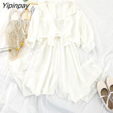 Yipinpay New Spring Women Set Korean style Fashion Loose Oversize Two piece set UPF clothes with jumpsuit Casual Female set