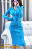 Yipinpay Pink Wrap Hip V Neck Long Sleeve Knitted Dress Women Sashes Slim High Waist Sexy All-match Vestido Mujer Feminino Solid