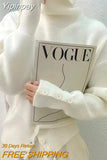 Yipinpay Pullover Sweater Women Irregular Button Design Knitted Sweater Female Korean Fashion Elegant Turtleneck Slit Pullover Top