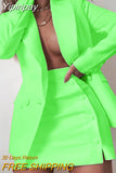 Yipinpay Women 2 Piece Set Fashion Streetwear Long Sleeve Blazer Jacket Sets + Skirt Slim Suit Elegant Office Lady Casual Coat Suits