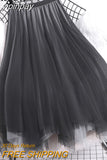 yipinpay Women Tulle Tutu Midi Mesh Skirts Kawaii Bridesmaids Hit Color Irregular Dance Pleated Skirt Girls Black Pink Faldas