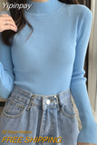 Yipinpay Turtleneck Sweater Women Autumn Casual Thin Long Sleeve Tops Base Knitted Sweaters Solid Color Slim Stretch Pullovers