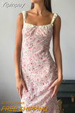 Yipinpay MO 2023 Fashion Slip Printing Floral Backless Midi Dress For Women Summer Beach Holiday Party Drawstring Sexy Outfits