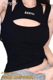 Yipinpay Women Fake 2-piece Tops Clothes Camisole Crop Tops Summer 2023 T-shirts y2k Harajuku Vintage Aesthetic Clothing Streetwear