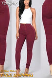 Yipinpay Slim Pencil High Waist Pants Spring Autumn Solid Color Office Ladies Tight Trousers Work Wear Femme