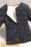 Yipinpay Coats Short Puffer Jacket Chaquetas Mujer Cotton-padded Thick Outwear Tops Solid Argyle Overcoat Plaid Parkas Half Black