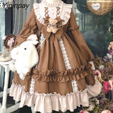Yipinpay HOT Sweet Girl Lolita Dress Women Vintage Patchwork Dress Cute Female Cosplay Little Party Dress