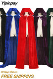 Yipinpay Hooded Cloak Adult Elf Witch Long Purim Carnival Halloween Cloaks Capes Robe Larp Women Men Vampires Grim Reaper Party