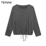 Yipinpay Summer Soft Silk Loose Blouse Pants Sets Suit 2023 Casual Short Tops Elastic Waist Pajama style Pants Outwear