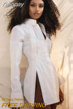 Yipinpay White Turn-down Collar Shirt Dress Women 2023 Autumn Long Sleeve Buttons Mini Dress Femme Sexy Bodycon Party Dresses
