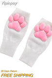 Yipinpay Lolita Sunscreen Arm Sleeves, 3D Simulation Silicone Cat Claw Anti-Skid Mittens Skin-Friendly Arm Cover for Women