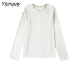 Yipinpay 2023 Women Solid Skirt Sets Spring Autumn Elegant O-neck Long Sleeve Tops Folds Straigh Skirts Casual High Street Outwear