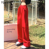Yipinpay Oversized Wide Leg Jeans Mujer Casual Loose Streetwear Red Baggy Jeans Korean Fashion Boyfriend Mom Jeans
