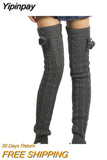 Yipinpay Women Long Knitted Socks Female Lingerie Thigh High Socks Harajuku Sexy Compression Stockings for Women Fall Winter 2023