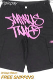Yipinpay Gym Shorts Y2K Hip Hop Animation Embroidery Harajuku Fashion Casual Denim Shorts Men Street Retro Loose Fitting Shorts