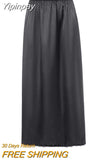 Yipinpay Women Half Slip Underskirt Summer Fall y2k Clothes Solid Color Elastic Waist Inner Lining Midi Skirt Long Underskirt for Ladies